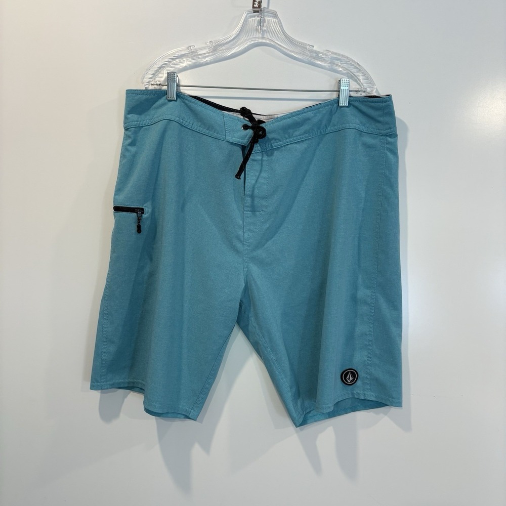 Volcom Static Board Shorts Mens 40 Aqua Blue 4-Way Stretch Surf Trunks A0811505
